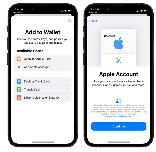 克拉玛依苹果手机维修分享iOS 15.5钱包App如何添加 Apple 账户 